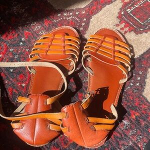 American Eagle orange leather sandals
